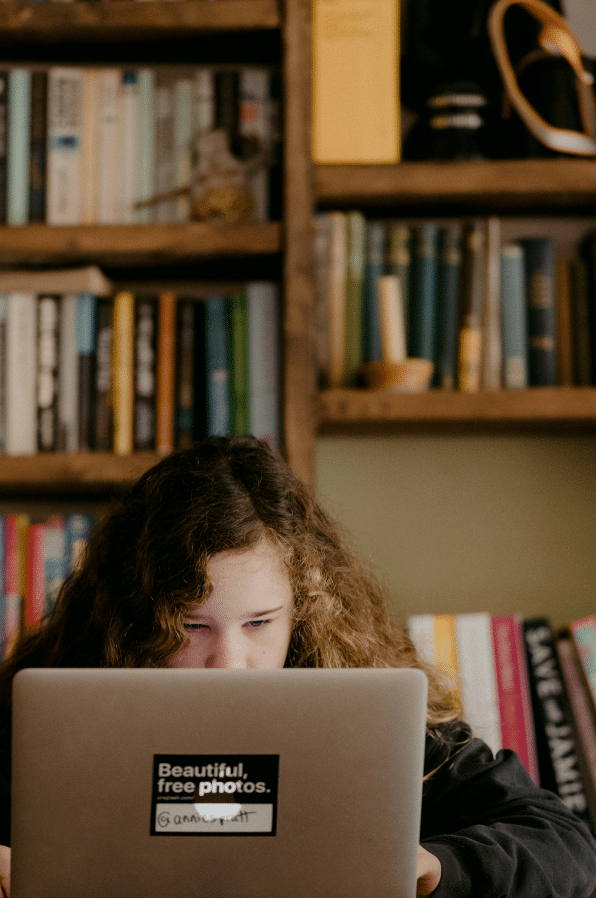 student working on laptop